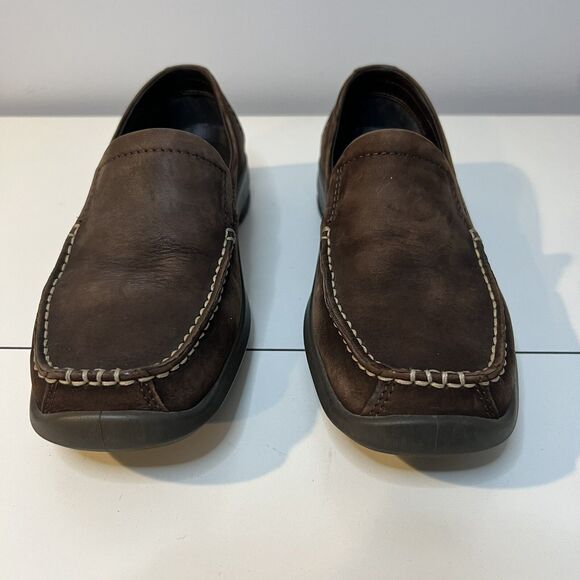 ECCO Women's Brown Suede Slip On Loafers Square Toe Shock Lite Comfort Size 37 - Picture 3 of 7